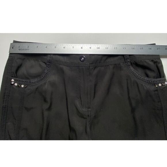 NWT WHBM Black Crop Pants Sz 10 Rhinestone Stud Cargo Style Embellished - Picture 15 of 15